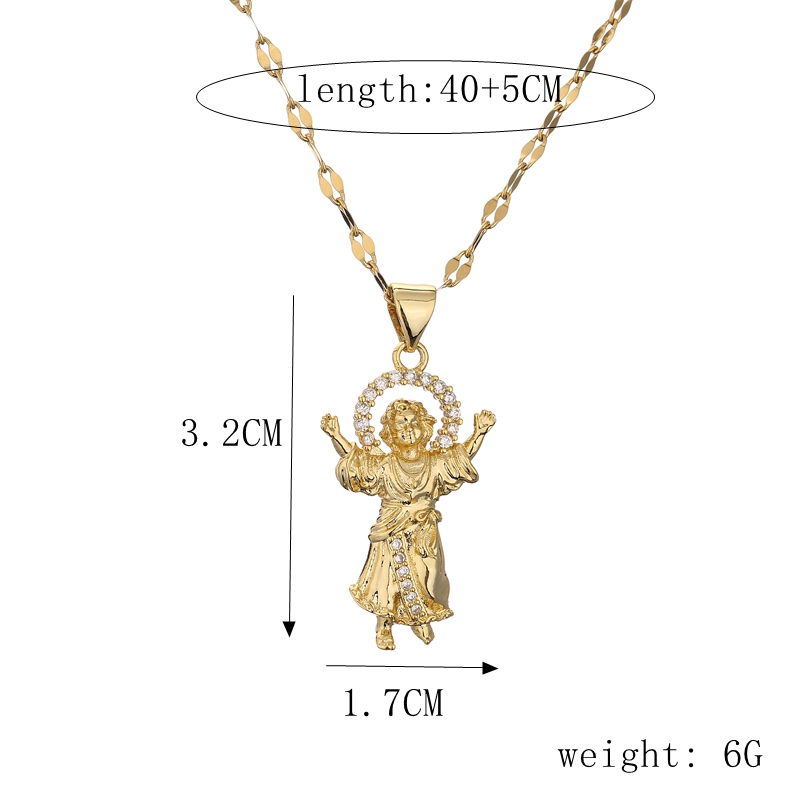Vintage Style Human Copper Gold Plated Zircon Pendant Necklace In Bulk display picture 2
