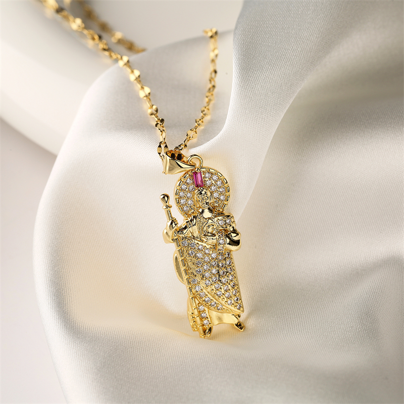 Vintage Style Human Copper Gold Plated Zircon Pendant Necklace In Bulk display picture 10