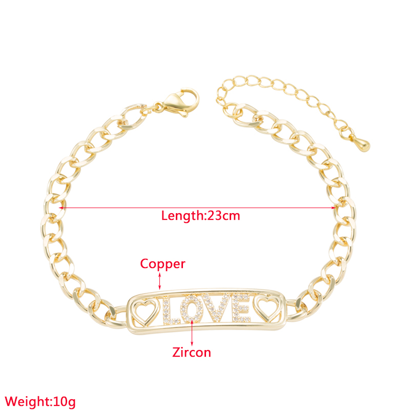 1 Piece Simple Style Letter Star Copper Plating Inlay Rhinestones Bracelets display picture 1