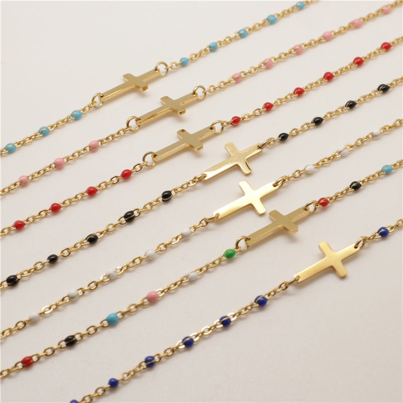 Wholesale Bohemian Cross Stainless Steel Titanium Steel Plating Gold Plated Pendant Necklace display picture 6