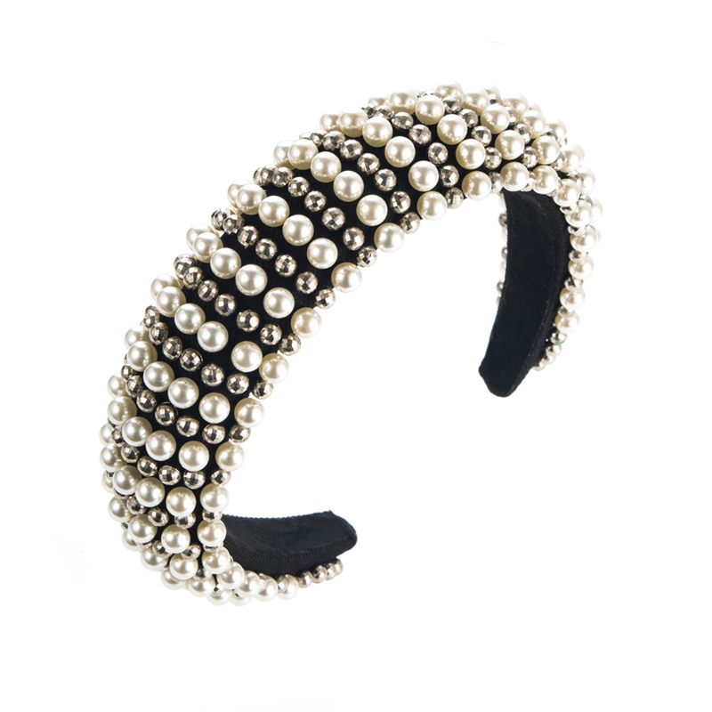 European And American Fashion Thick Sponge Pearl Headband Female Online Influencer Retro Headband High Skull Top Hair Accessories display picture 11