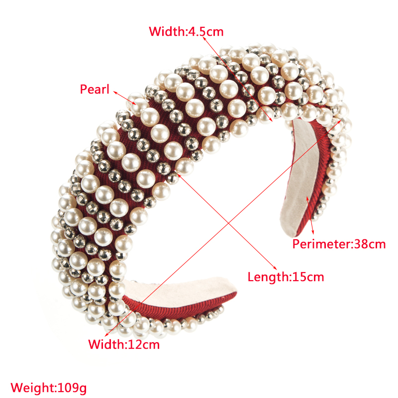 European And American Fashion Thick Sponge Pearl Headband Female Online Influencer Retro Headband High Skull Top Hair Accessories display picture 1