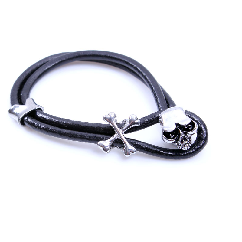 Hip-hop Rock Punk Infinity Skull Pu Leather Alloy Leather Braid Men's Bracelets display picture 1