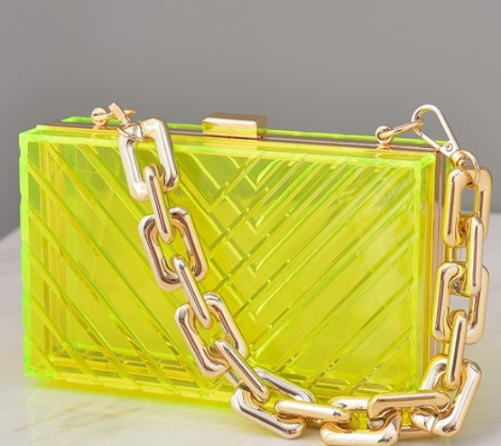 Pvc Metal Solid Color Square Evening Bags display picture 3