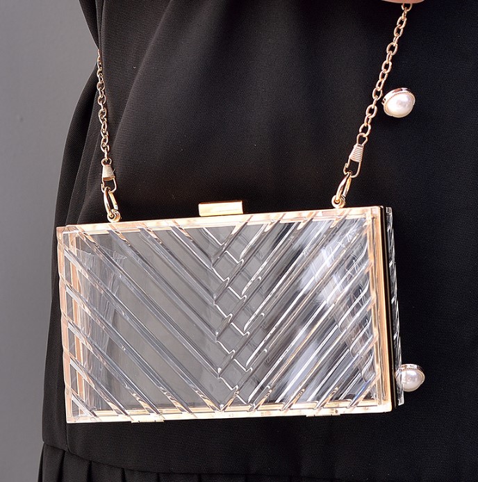 Pvc Metal Solid Color Square Evening Bags display picture 2