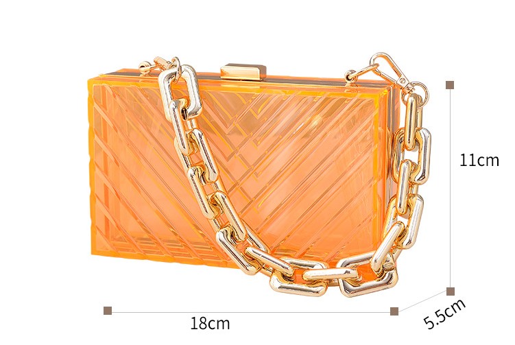 Pvc Metal Solid Color Square Evening Bags display picture 4