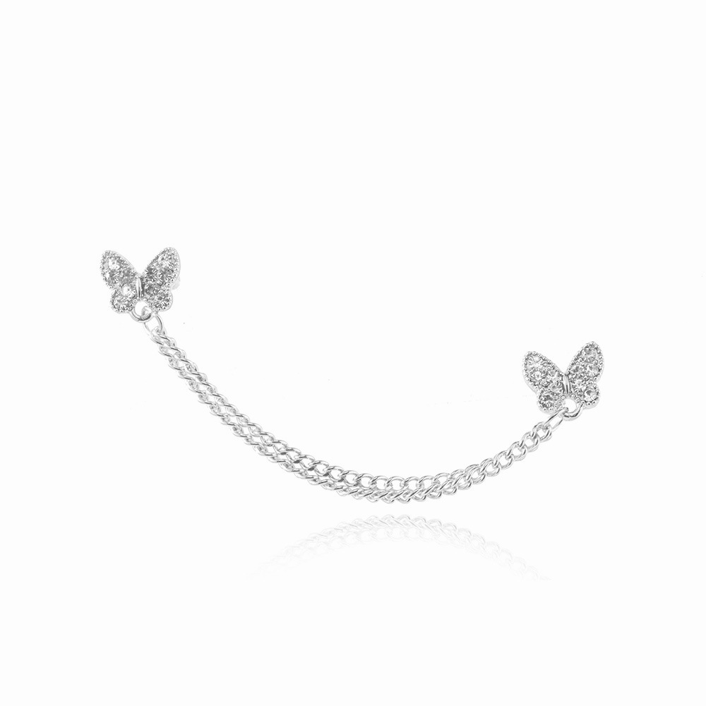 1 Pièce Mignon Sucré Style Simple Papillon Alliage Asymétrique Placage Incruster Strass Artificiels Femmes Clips D'oreille display picture 1