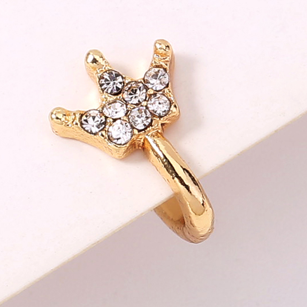 1 Piece Fashion Crown Alloy Inlay Rhinestones Nose Ring display picture 2