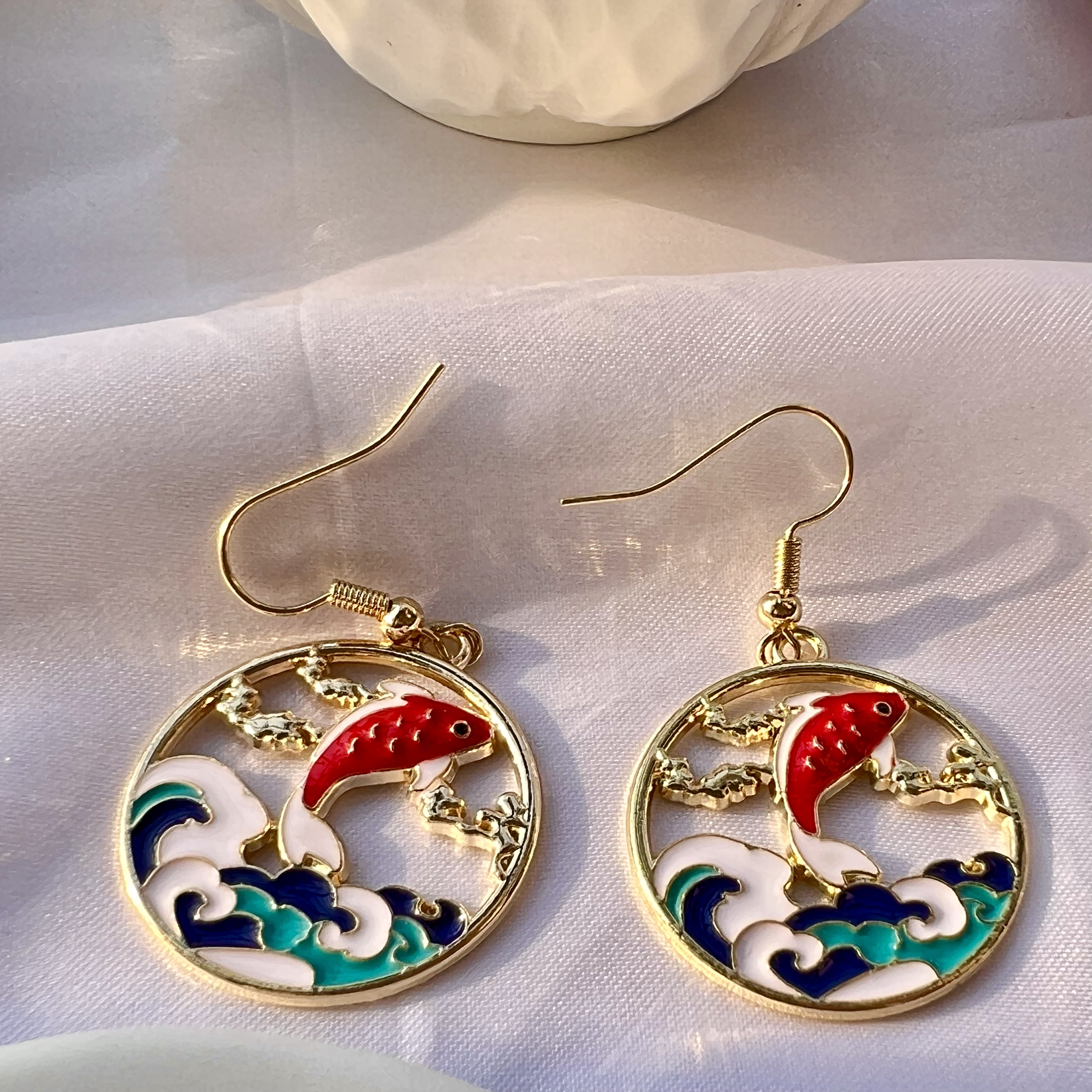 1 Pair Vintage Style Fish Alloy Enamel Women's Drop Earrings display picture 4