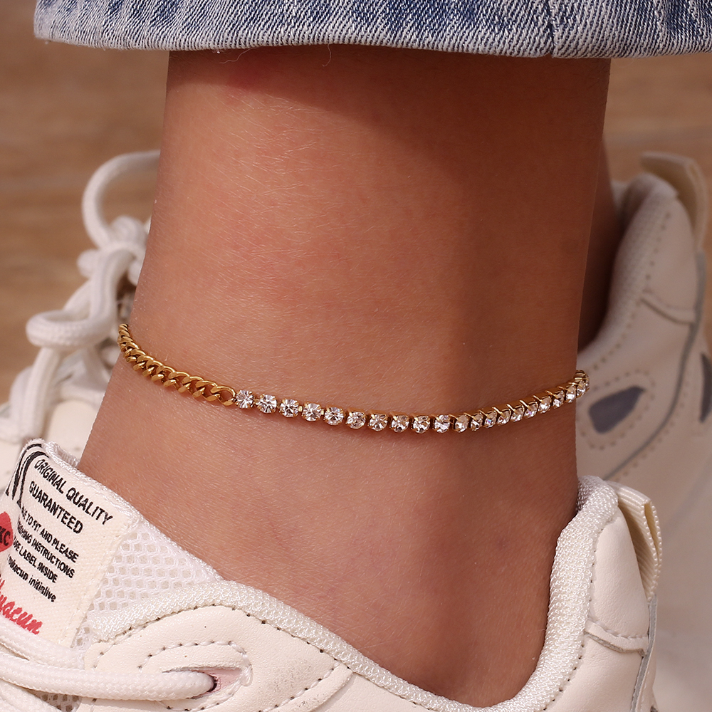 1 Piece Fashion Solid Color Stainless Steel Freshwater Pearl Plating Inlay Zircon 18k Gold Plated Women's Anklet display picture 16