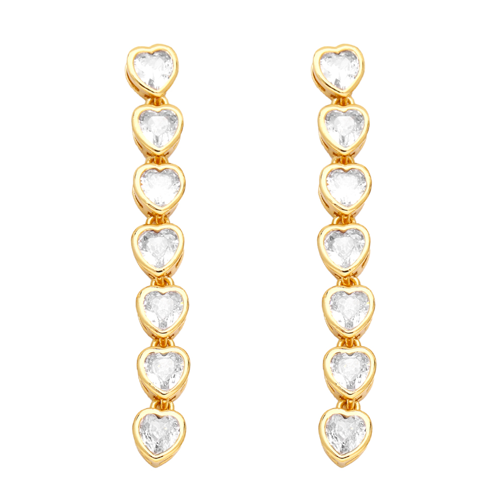 1 Pair Fashion Heart Shape Copper Plating Inlay Zircon Drop Earrings display picture 3