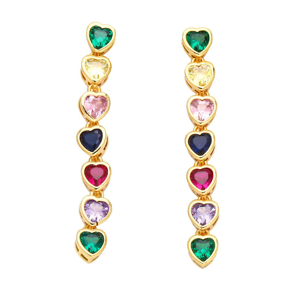 1 Pair Fashion Heart Shape Copper Plating Inlay Zircon Drop Earrings display picture 4