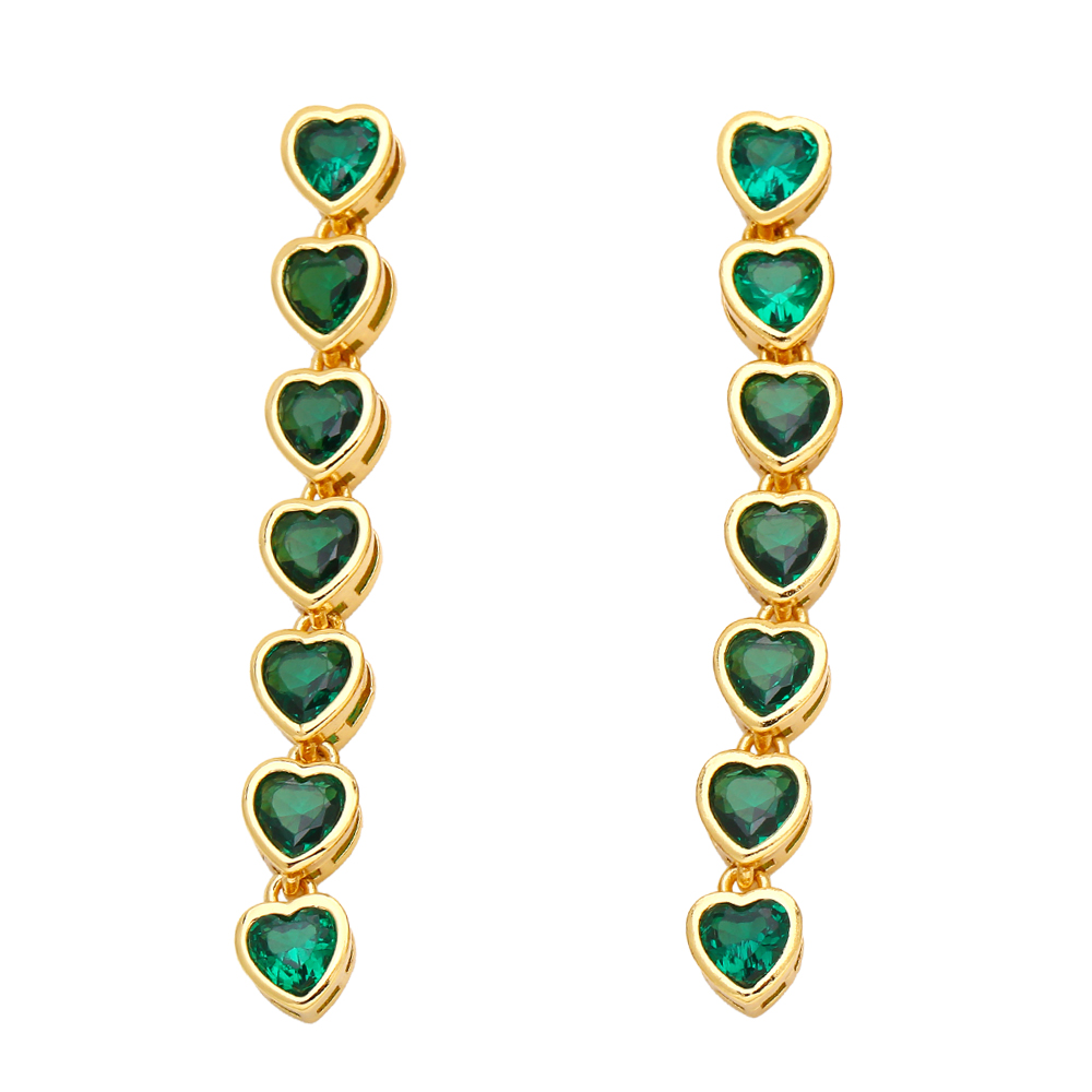 1 Pair Fashion Heart Shape Copper Plating Inlay Zircon Drop Earrings display picture 5