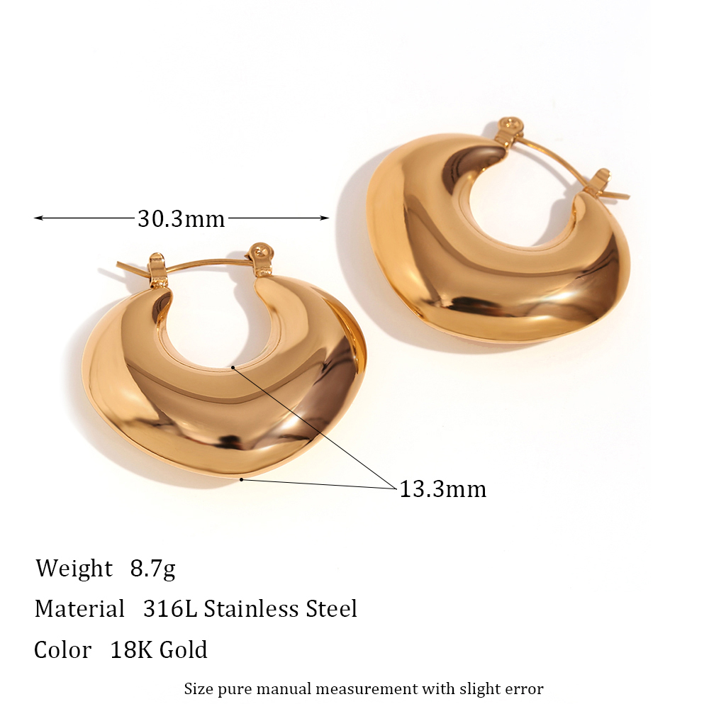1 Pair Retro U Shape Solid Color Stainless Steel Plating Earrings display picture 3