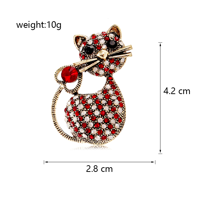 Mignon Chat Alliage Incruster Zircon Femmes Broches display picture 1