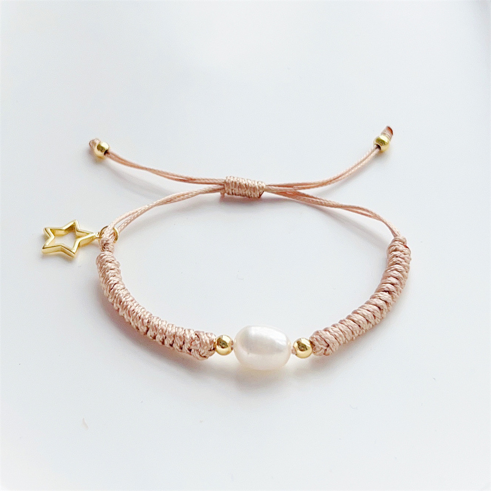 Ig Style Bohemian Star Freshwater Pearl Wax Rope Plating 18k Gold Plated Women's Bracelets display picture 7