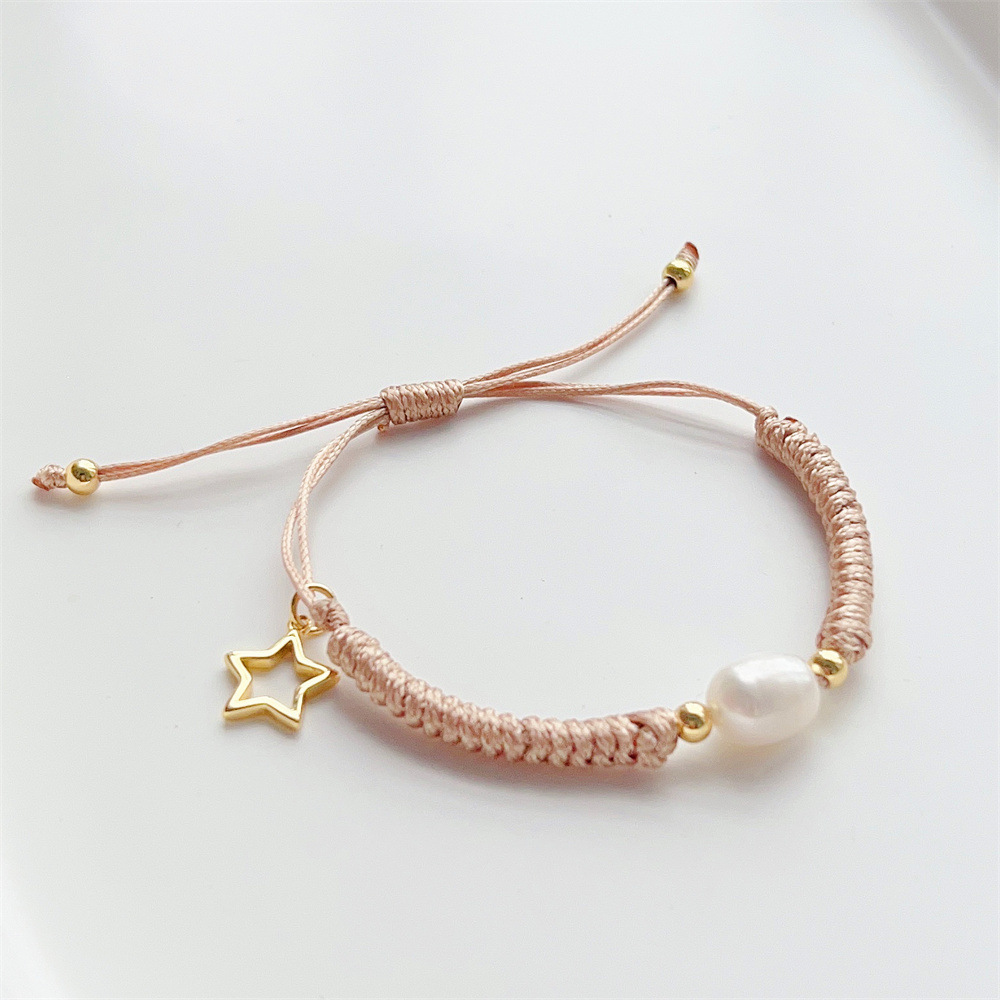 Ig Style Bohemian Star Freshwater Pearl Wax Rope Plating 18k Gold Plated Women's Bracelets display picture 8