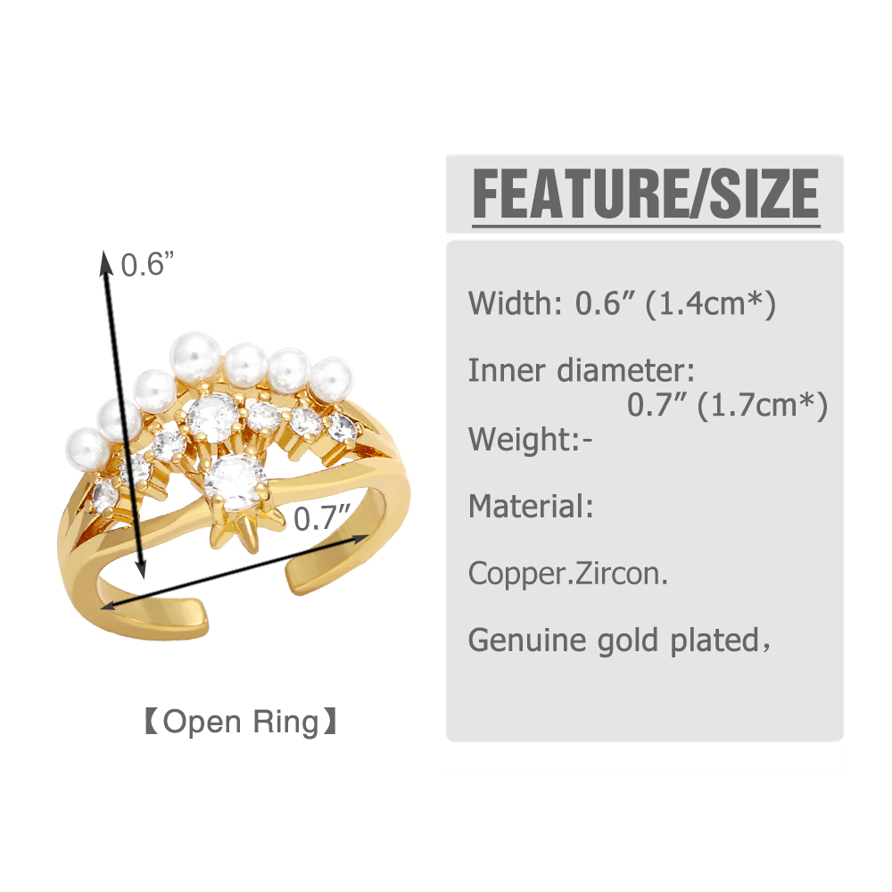 1 Piece Fashion Flower Copper Plating Inlay Zircon Open Ring display picture 1