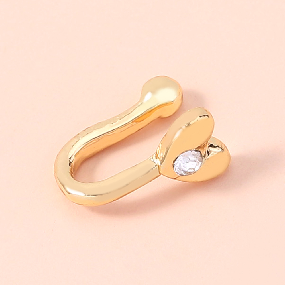 1 Piece Fashion U Shape Heart Shape Alloy Inlay Zircon Nose Ring display picture 4