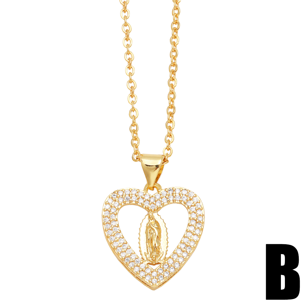 1 Piece Fashion Heart Shape Copper Inlay Zircon Pendant Necklace display picture 3