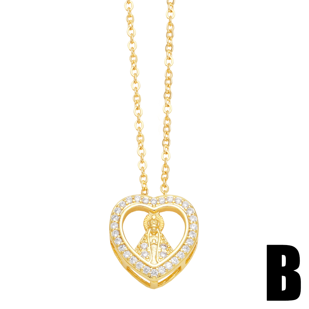 1 Piece Fashion Heart Shape Copper Inlay Zircon Pendant Necklace display picture 3