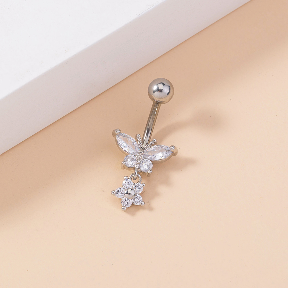 1 Piece Belly Rings Fashion Star Butterfly 304 Stainless Steel Copper Inlay Zircon display picture 4