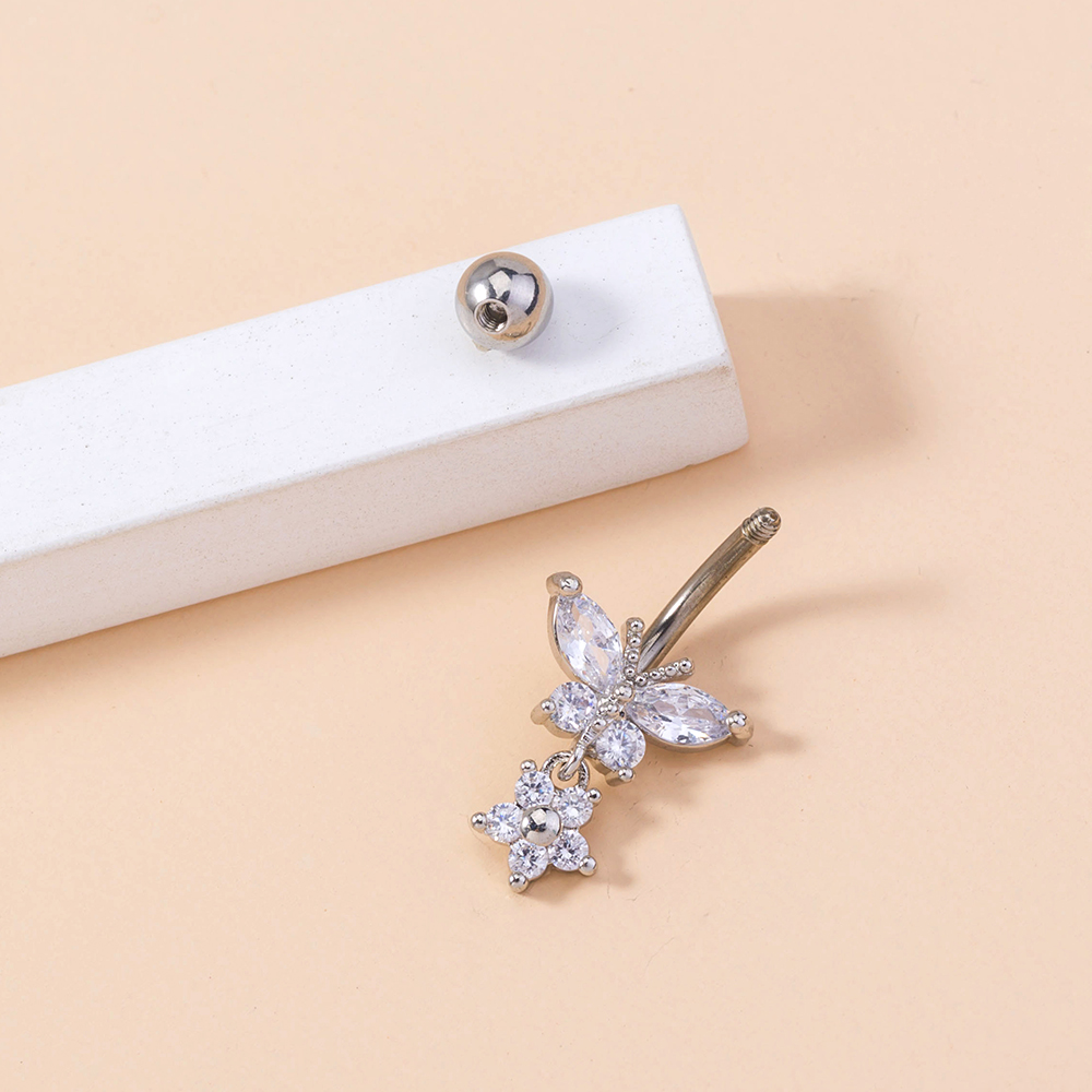 1 Piece Belly Rings Fashion Star Butterfly 304 Stainless Steel Copper Inlay Zircon display picture 3
