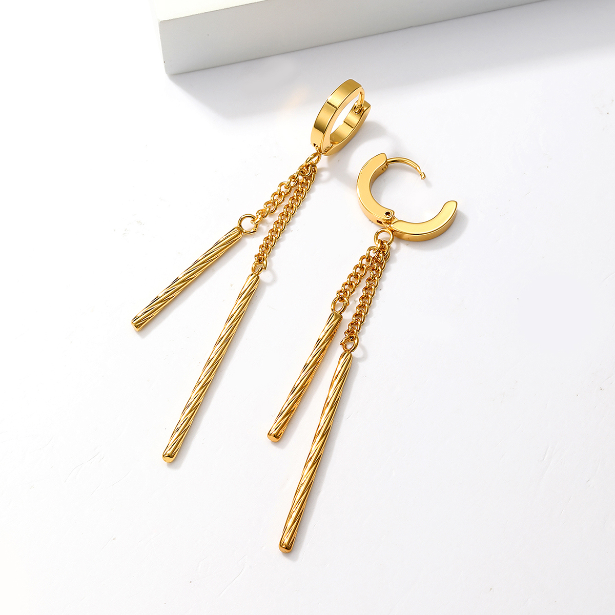 1 Pair Fashion Tassel Plating Stainless Steel 18K Gold Plated Dangling Earrings display picture 4