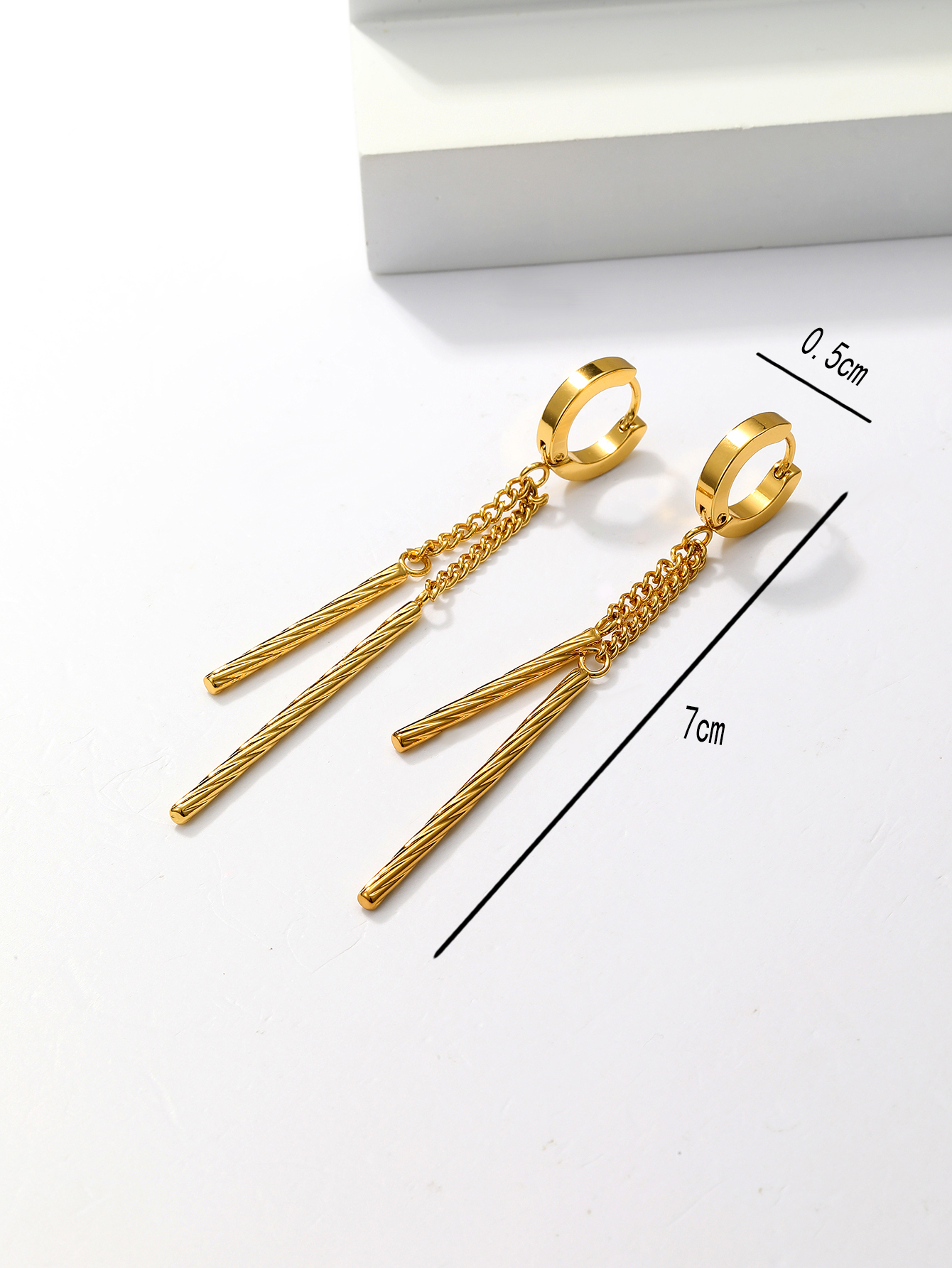 1 Pair Fashion Tassel Plating Stainless Steel 18K Gold Plated Dangling Earrings display picture 3