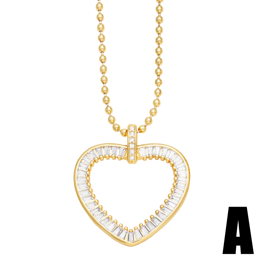 Fashion Virgin Mary Heart Shape Copper 18k Gold Plated Zircon Pendant Necklace In Bulk display picture 3