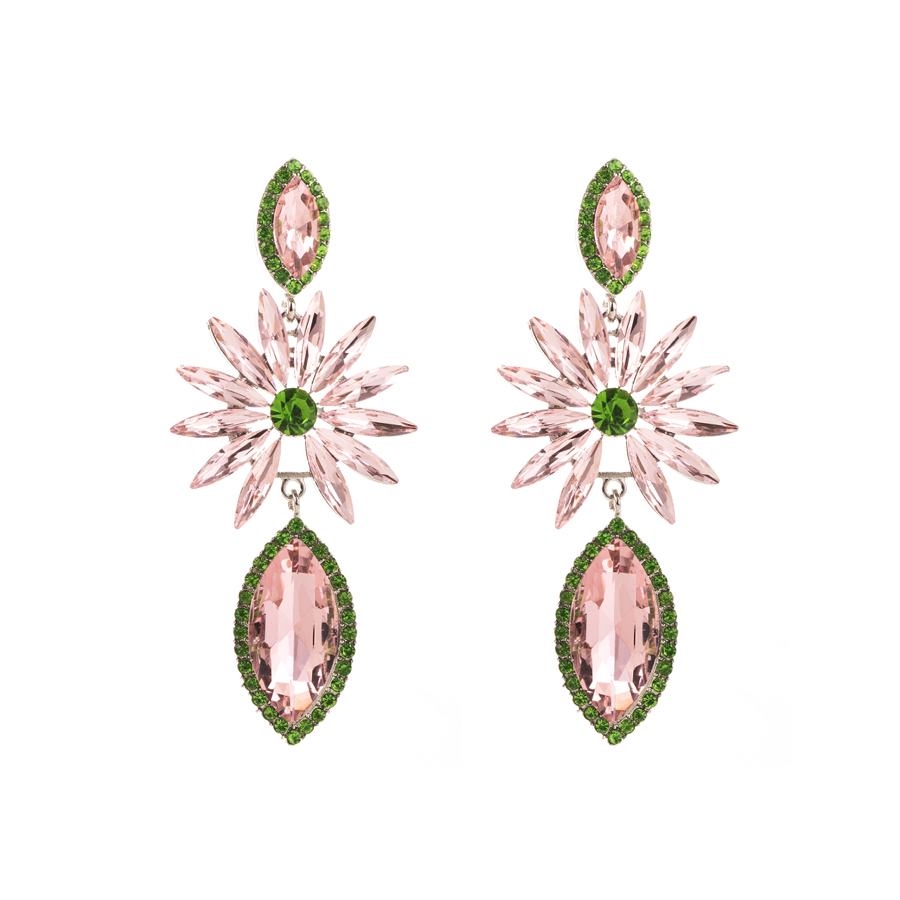 1 Pair Shiny Flower Alloy Plating Inlay Rhinestones Glass Gold Plated Women's Drop Earrings display picture 6