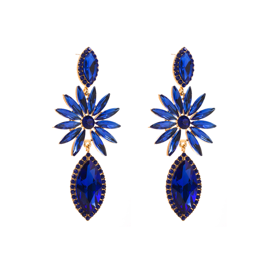 1 Pair Shiny Flower Alloy Plating Inlay Rhinestones Glass Gold Plated Women's Drop Earrings display picture 9