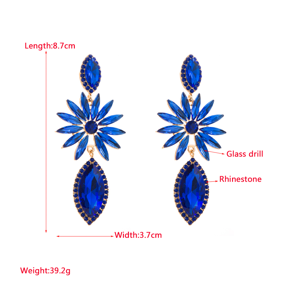 1 Pair Shiny Flower Alloy Plating Inlay Rhinestones Glass Gold Plated Women's Drop Earrings display picture 1