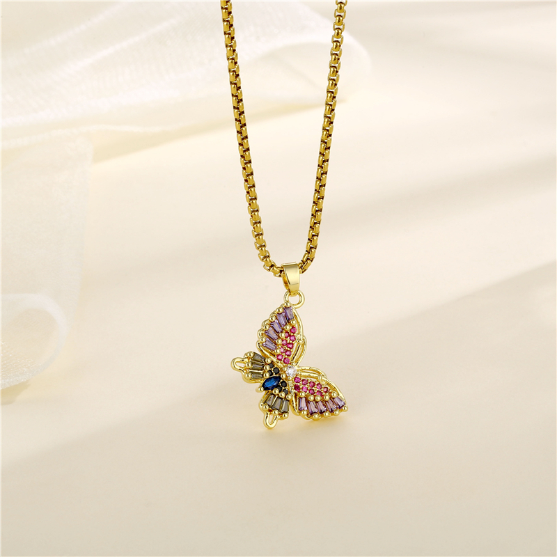 Stainless Steel Titanium Steel 18K Gold Plated Fashion Plating Inlay Portrait Little Bear Heart Shape Zircon Pendant Necklace display picture 8