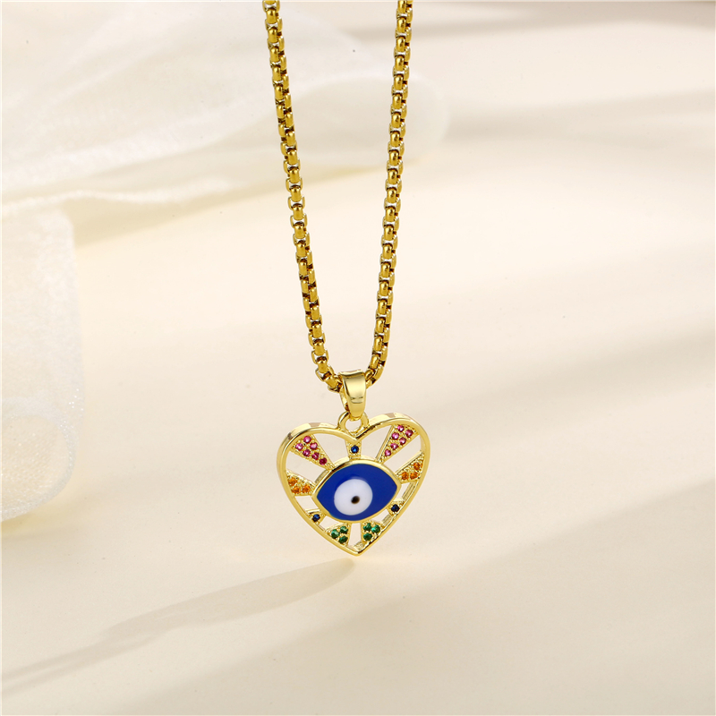Stainless Steel Titanium Steel 18K Gold Plated Fashion Plating Inlay Portrait Little Bear Heart Shape Zircon Pendant Necklace display picture 9