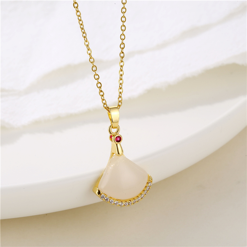 Stainless Steel Titanium Steel 18K Gold Plated Retro Plating Inlay Water Droplets Heart Shape Snowflake Zircon Pendant Necklace display picture 13