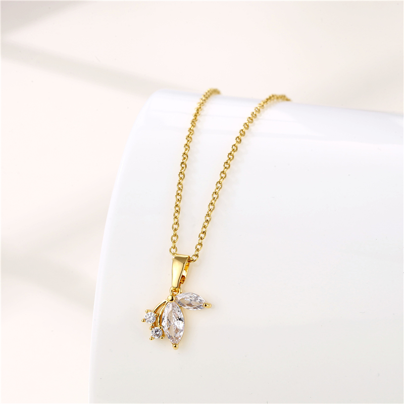 Stainless Steel Titanium Steel Korean Style Inlay Plating Tree Swan Heart Shape Zircon Pendant Necklace display picture 3