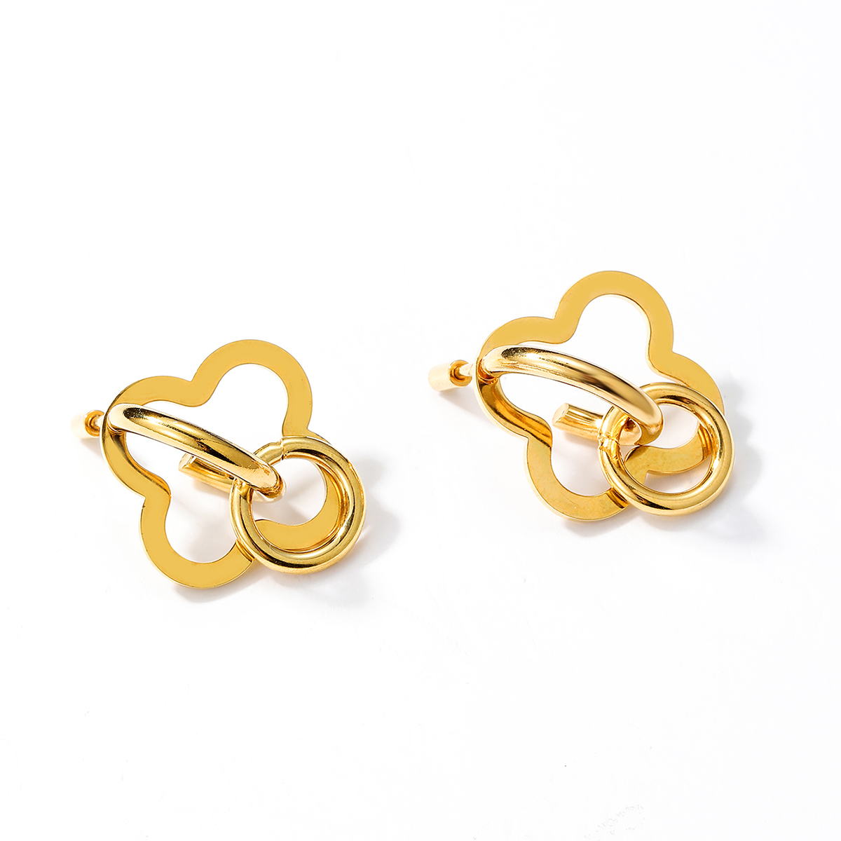 1 Pair Modern Style Artistic Four Leaf Clover Stainless Steel Plating Three-dimensional Drop Earrings display picture 2