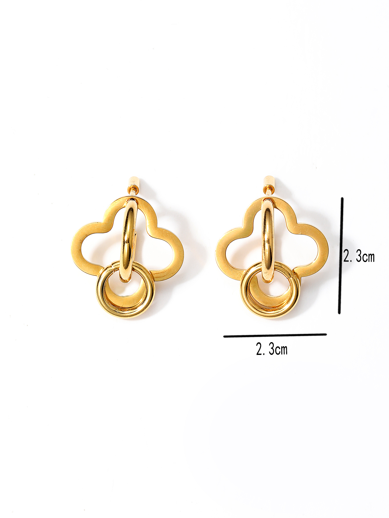 1 Pair Modern Style Artistic Four Leaf Clover Stainless Steel Plating Three-dimensional Drop Earrings display picture 4