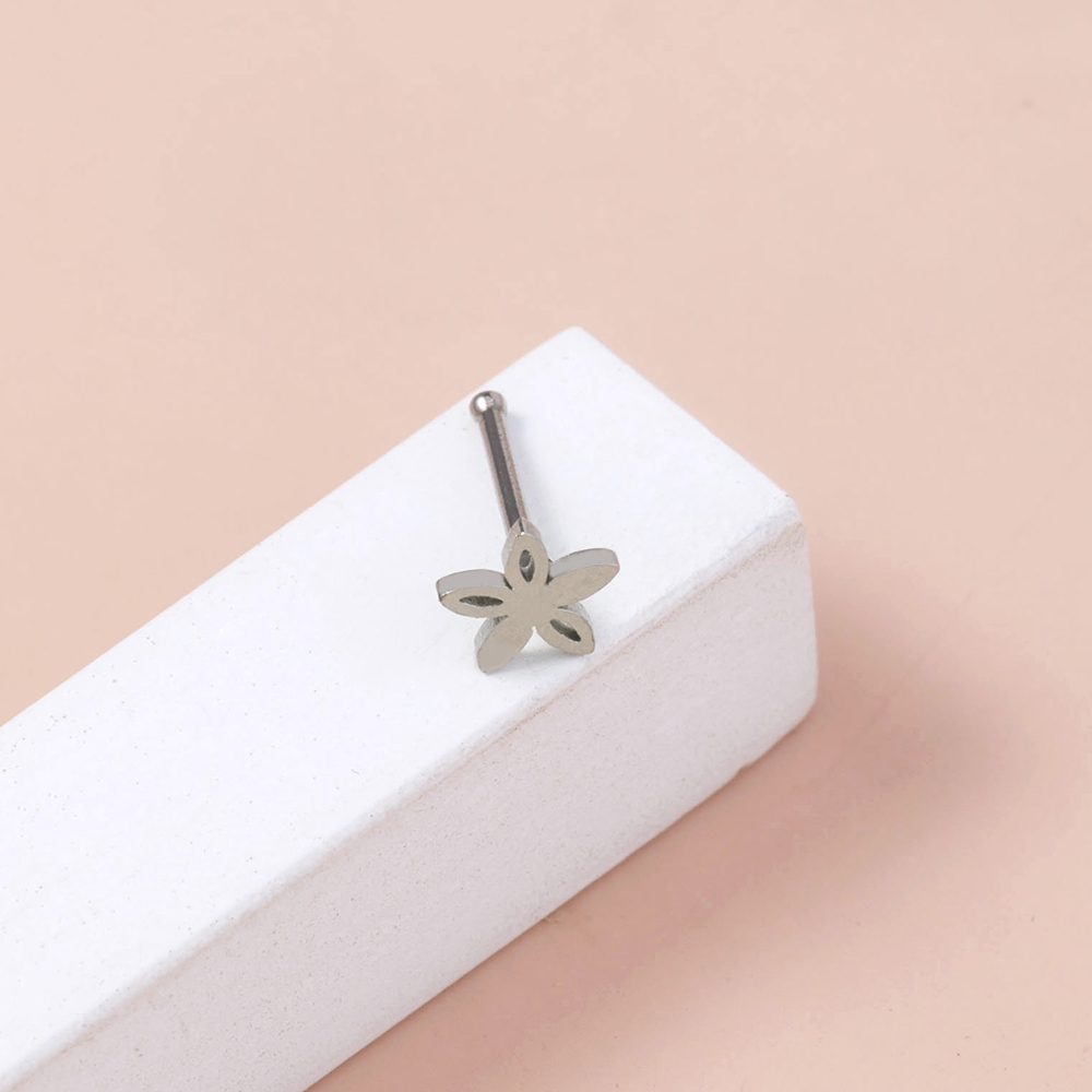 1 Piece Nose Rings & Studs Simple Style Flower 304 Stainless Steel Plating display picture 4