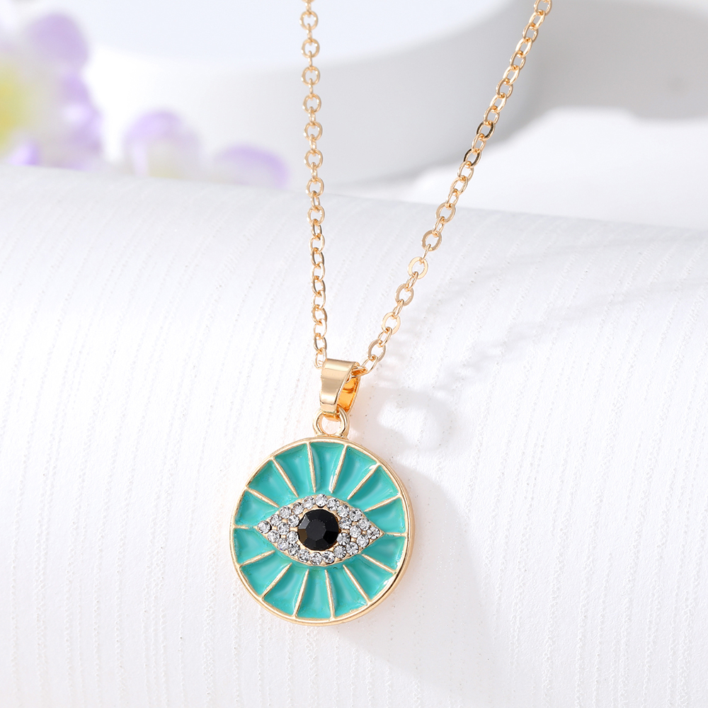 1 Piece Fashion Devil's Eye Alloy Inlay Artificial Diamond Women's Pendant Necklace display picture 2