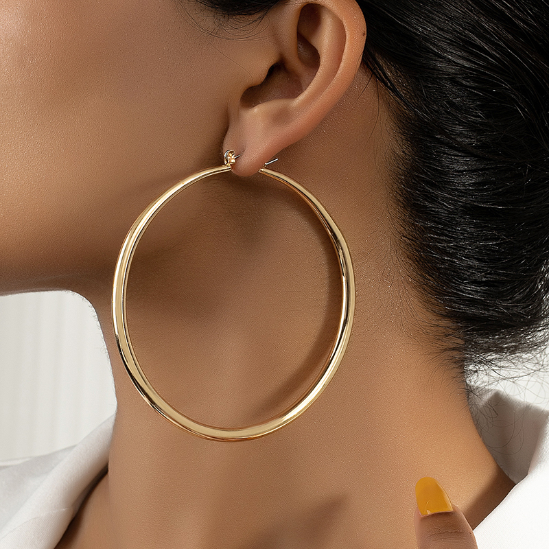 1 Pair Exaggerated Circle Alloy Plating Women's Hoop Earrings display picture 1