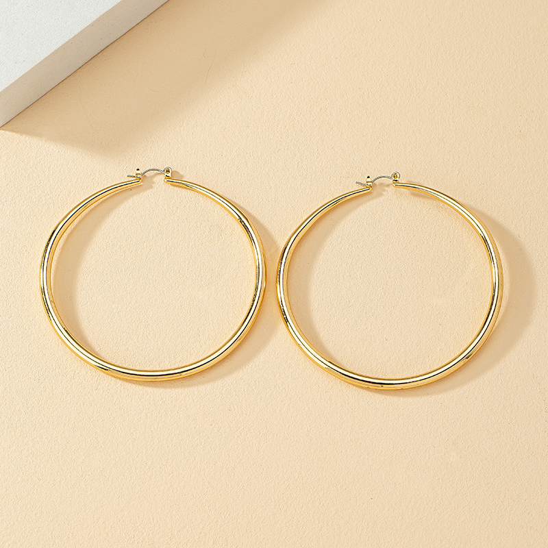 1 Pair Exaggerated Circle Alloy Plating Women's Hoop Earrings display picture 2