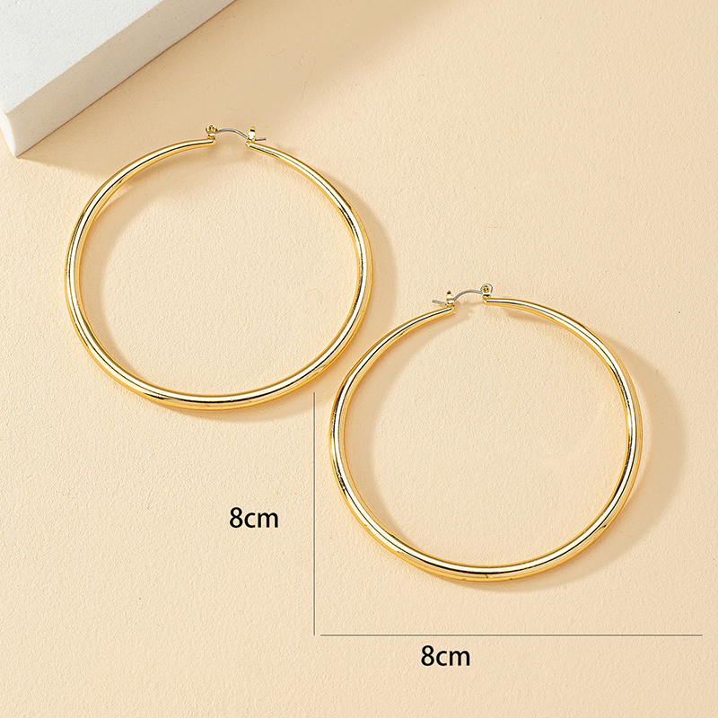 1 Pair Exaggerated Circle Alloy Plating Women's Hoop Earrings display picture 6