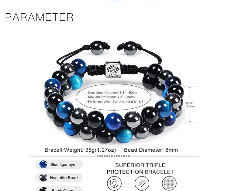 1 Piece Simple Style Round Tree Natural Stone Beaded Handmade Men's Bracelets display picture 5