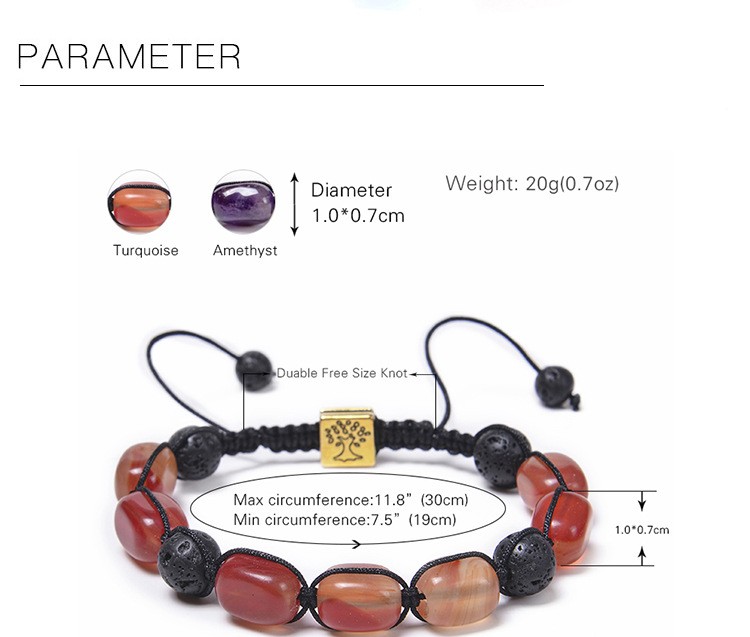 Fashion Square Tree Natural Stone Beaded Knitting Unisex Bracelets display picture 5