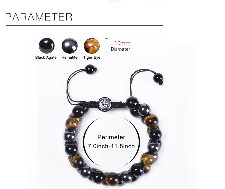 Fashion Round Agate Tiger Eye Beaded Knitting Men's Bracelets display picture 5
