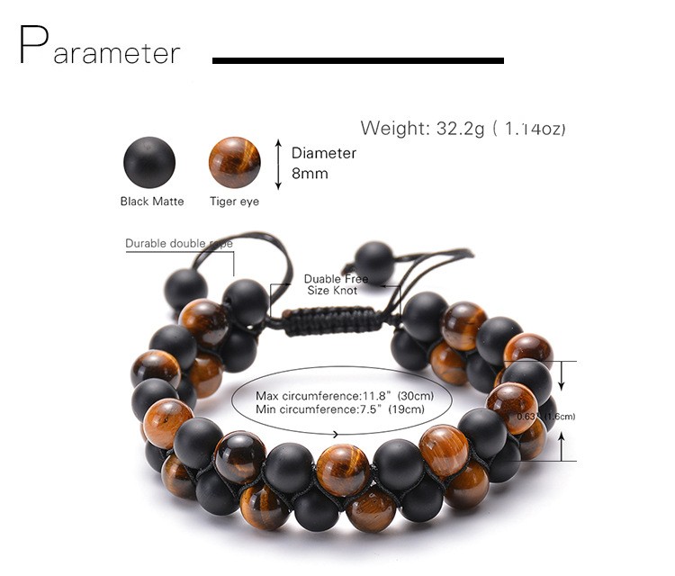 1 Piece Fashion Round Natural Stone Tiger Eye Beaded Knitting Men's Bracelets display picture 5
