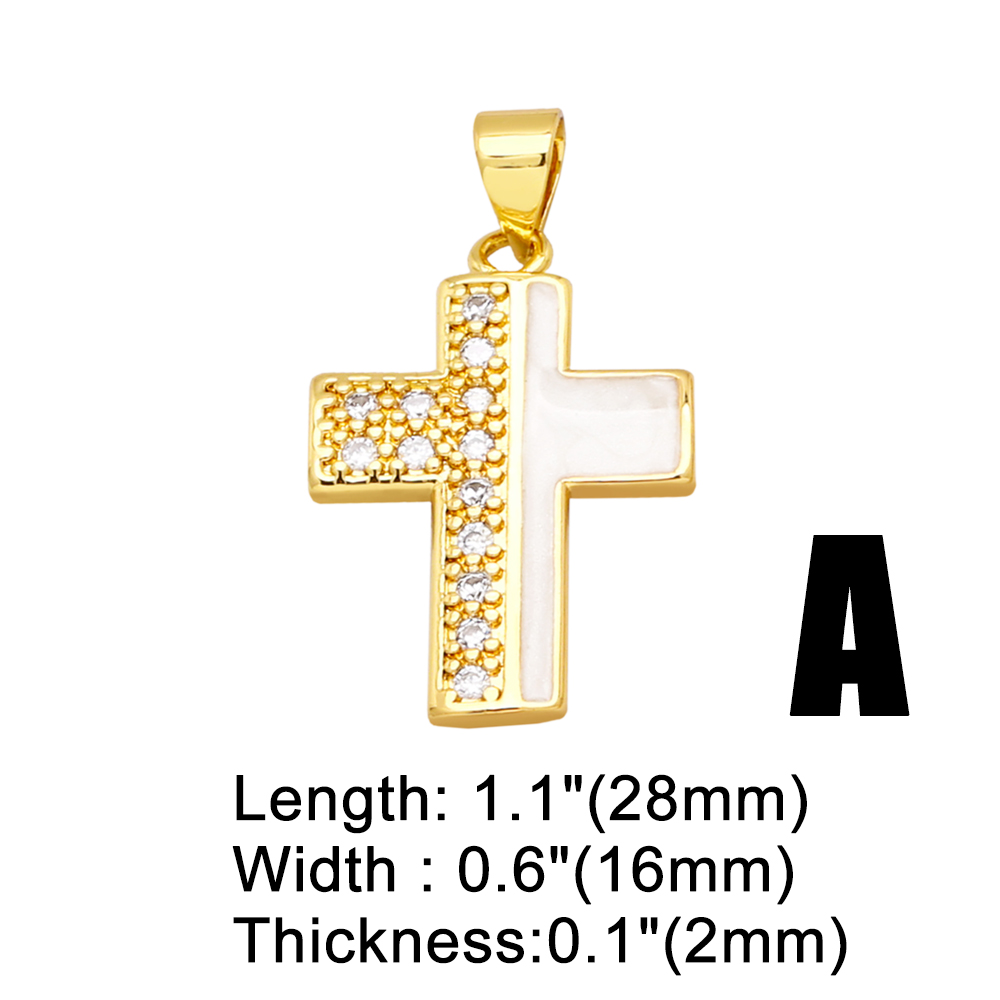 1 Piece Fashion Cross Star Moon Copper Enamel Plating Inlay Zircon 18k Gold Plated Pendants Jewelry Accessories display picture 3