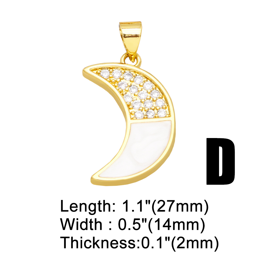 1 Piece Fashion Cross Star Moon Copper Enamel Plating Inlay Zircon 18k Gold Plated Pendants Jewelry Accessories display picture 5